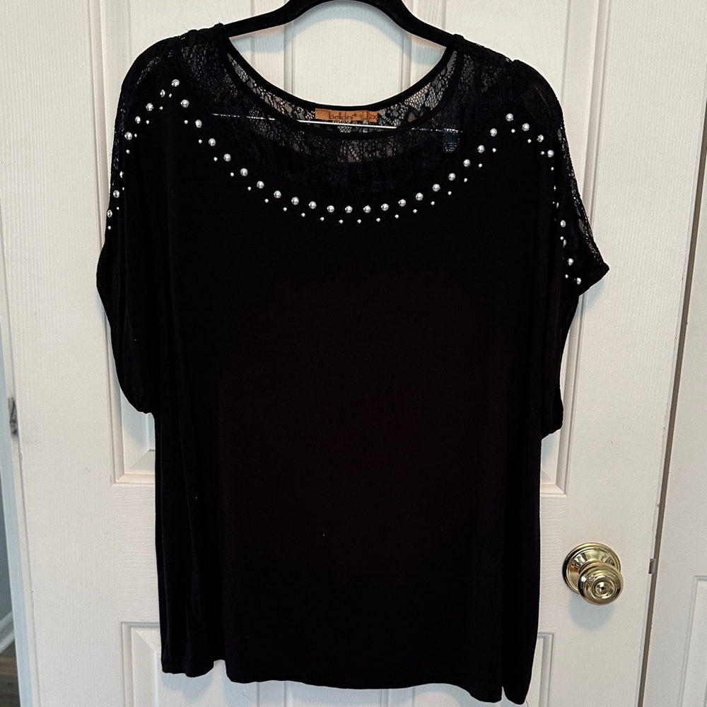 Belldini Black Top with Silver Accents